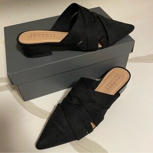 Journee Collection Black KALIDA MULE FLATS IN FAUX SUEDE